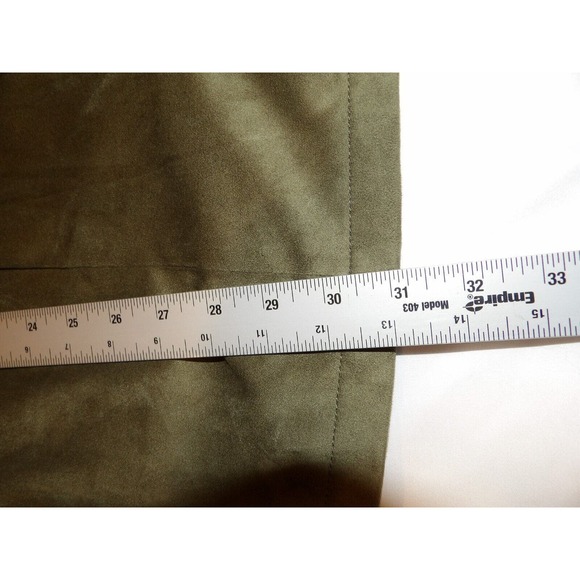 H by Halston Jacket Shacket Womens Green 12 Full Zip Olive Faux Suede - Picture 11 of 15